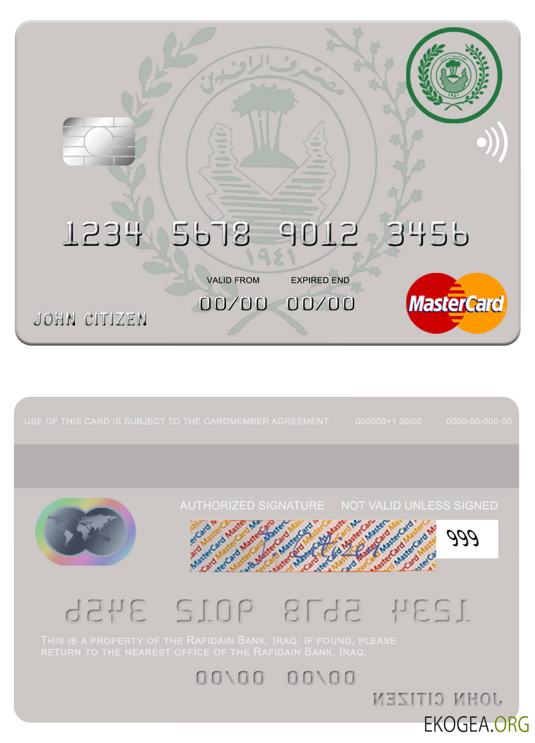 Carte maîtresse de la Banque Rafidian en Irak